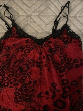 Express Red and Black Leopard Lace Cami